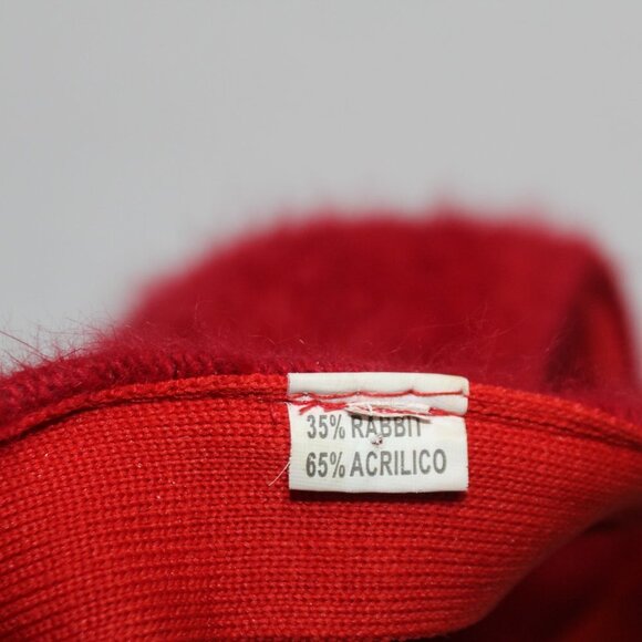 Rabbit Fur with Red Rhinestones Baseball Cap - Picture 9 of 11